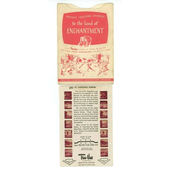 Vintage Tru Vue Tru-Vue Film Card St Augustine Florida Travel USA 241 Viewmaster - Picture 1 of 2